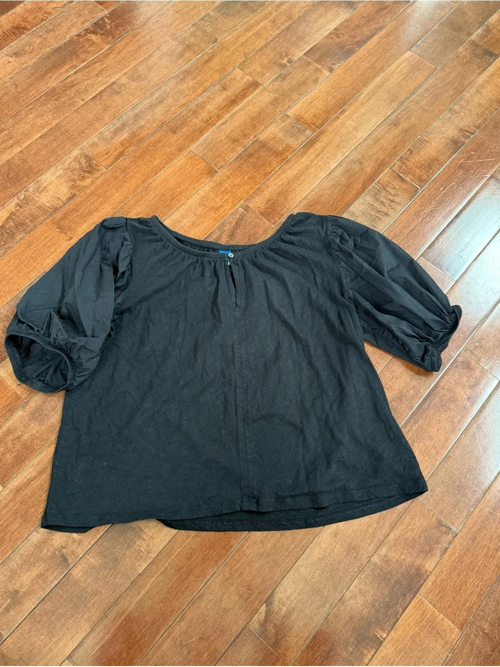 Women's Old Navy Black Peasant Puff Sleeve Blouse, Size Large